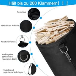Waterdichte Wasknijperzak met Haak - Robuust Oxford met Trekkoordsluiting voor Binnen en Buiten — thumbnail 2