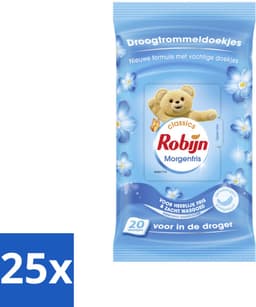 Robijn Droogtrommeldoekjes Morgenfris 20 stuks per verpakking - Bulkverpakking - 25 stuks — thumbnail 1