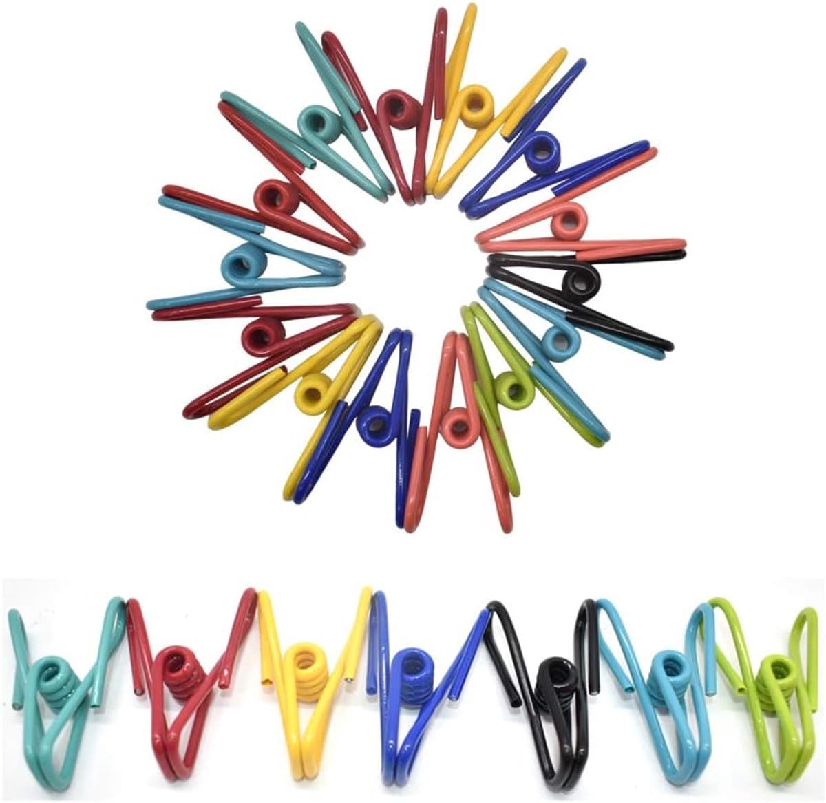 Verpakking van 50 multifunctionele wasknijpers van PVC-gecoat staaldraad in diverse kleuren. — afbeelding 1