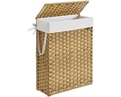 Wasmand – Synthetisch rotan – Wolkenwit – Opvouwbaar met deksel en uitneembare tas