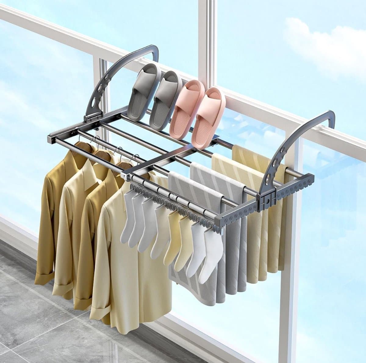 Wasrek Hangend Trapgat - Voor Radiator - Droogrek Ophangbaar — afbeelding 1