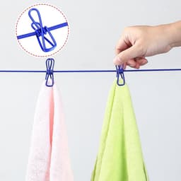 Elastische Camping Waslijn 174 cm met Klemmen voor Outdoor Vakantie - Draagbare Reis Waslijn met 12 Wasknijpers — thumbnail 2