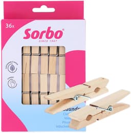 Sorbo Houten Wasknijpers - Set van 36 - FSC® Gecertificeerd - Extra Sterk met 7-Slagsveer - Knijpers — thumbnail 1