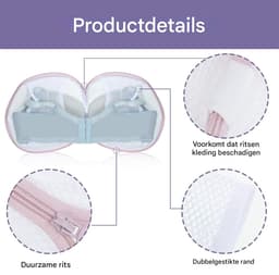 longziming -Set van 6 Waszakken voor Bh's met Ritssluiting - Mesh Ondergoed- en Lingerie Bag (20 cm, Roze) — thumbnail 2