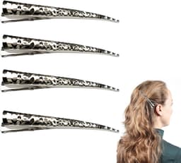 4x Professionele Metalen Haarclips Duckbill - Sterke Anti-Slip Kapper Klemmen — thumbnail 1