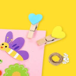 50 Mini Houten Knijpers met 10m Jute Touw - Decoratieve Clips voor Foto's en Knutselen — thumbnail 3