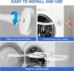 Magnetische deurbeugel voor wasmachine - Verstelbaar en Flexibel - Voorlader Wasmachine Deur Prop - Universele Houder - voor Wasmachine Drogen Wasmachine - Voor Droge en Geventileerde Deur - wit — thumbnail 5
