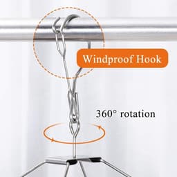 Socks Drying Rack with 30 Clips - Stainless Steel, Windproof, Foldable, Rectangular - Laundry Diaper Hanger, Dryer with Pins for Underwear, Bras, Scarves, Baby Clothes, Diapers — thumbnail 3