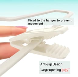Fluwelen hangerclips (beige, 40 stuks), antislip kunststof clips, geschikt voor fluwelen hangers, broek- en rokhangerclips — thumbnail 3