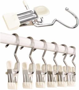 kledinghaak RVS haak - reisdraagkleding - Washaken Clip - Washaken met klemmen - kleerhangers voor sokken - Veelzijdig - Drooghaak voor kleding - Roestvrij Stalen Washaken - Antislip Kledinghangers - 7 stuks - Crèmewit — thumbnail 1