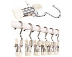 kledinghaak RVS haak - reisdraagkleding - Washaken Clip - Washaken met klemmen - kleerhangers voor sokken - Veelzijdig - Drooghaak voor kleding - Roestvrij Stalen Washaken - Antislip Kledinghangers - 7 stuks - Crèmewit — afbeelding 1