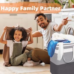 Opvouwbare wasmand - Waszak met grote capaciteit - Wasmand met handgrepen - Wasmand voor huishoudelijk vuil wasgoed - Geschikt voor slaapkamer, badkamer, slaapzaal — thumbnail 2