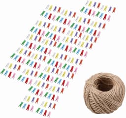 Allecto Plus - Mini Wasknijpers 200 Stuks voor Foto's en Knutselwerk - Inclusief 1 Rol 50 Meter Jute Touw - Houten Mini Knijpers Clips - Creatief DIY Materiaal — thumbnail 3