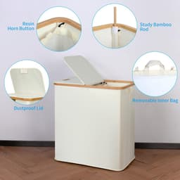 Dubbele Wasmand - 140 Liter - Bamboe - 2 Secties — thumbnail 3