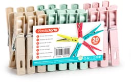 Plasticforte Wasknijpers pakket van 60x stuks - plastic - met ophangmandje aan haak 7 cm - was ophangen - multi kleuren mix — thumbnail 2