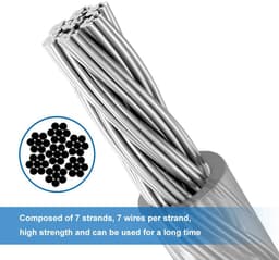 Allecto Plus - 304 RVS kabel 6 m met 2 mm dikte voor waslijn en hekwerk - Indoor en Outdoor Gebruik — thumbnail 4