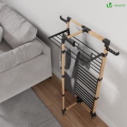 Folding Drying Rack 3 Levels Laundry Rack Large Capacity 25 m Drying Rack with 4 Wheels 2 Side Wings for Indoor and Outdoor Use Black — thumbnail 5