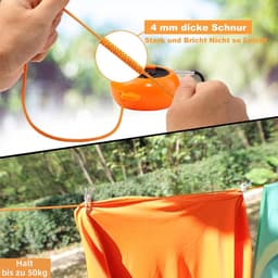 Extendable Clothes Line for Camping (10 m with Hand Crank) - Portable Cord Compact Accessory for Camping Travel and Garden — thumbnail 4