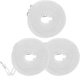3 stuks 164 ft winddichte nylon draagbare waslijn - verstelbaar voor kamperen, reizen, kleerhangers of thuis - wit — thumbnail 1