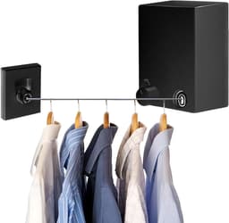 Retractable Stainless Steel Clothesline - Adjustable 4.2M Rope Punch and Wall Mount For Indoor and Outdoor (Black) — thumbnail 1
