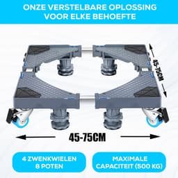 Fleau Home Wasmachine Verhoger PRO - Max 500KG - Met Wielen - Verstelbaar - Droger, Koelkast Kast - Meubelroller - Stapelkit - Opbouwmeubel - Grijs — thumbnail 3