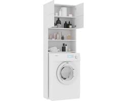 Wasmachine ombouw - Kast - Opbouwmeubel - Verhoger - Wasmachine meubel - Opbergkast - Hout - Wit