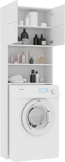 Wasmachine ombouw - Kast - Opbouwmeubel - Verhoger - Wasmachine meubel - Opbergkast - Hout - Wit — thumbnail 1
