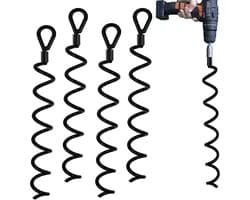 18 Inch Spiral Earth Ground Heavy Duty Schuur Anker Kit - Ideaal voor Hond Tie Out Stake - Beveiliging Dieren Tenten Luifels Schuren Auto Poorten Swing Sets - 4Pack