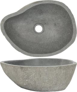 Ovale Riviersteen Wastafel 37-46 cm - Stijlvolle Badkamer Gootsteen — thumbnail 1