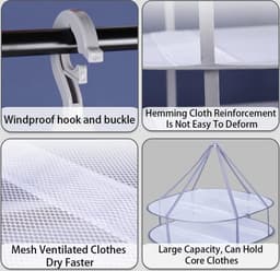 Opvouwbaar mesh kleding droogrek - winddichte trui doek droger - inklapbaar hangend wasrek voor trui - buiten binnen - drinkbaar - (1 2 lagen) — thumbnail 2