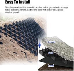 Grondrooster Stabilisator - Grind Stabilisator - Oprit Aanleggen - Hoge Draagkracht - 5 cm Hoog - Zwart — thumbnail 3