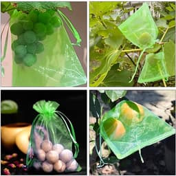 Fruit Beschermzakjes - Net Zakjes - Vogels Buiten Houden - Met Trekkoord - 50 Stuks - Groen — thumbnail 4