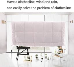Opvouwbare Waslijn - Intrekbare Rol - Kleding Drogen - Telescopische Lengte - 4.2 Meter - Wit — thumbnail 5