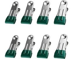 Metalen Wasknijpers - Kledingclips Hanger - Was Drogen - Roestvrij Staal - 8 Stuks - Groen