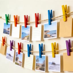 Wasknijpers Hout Kleurrijk - Houten Knijpers Veer - Kleding Ophangen - Sterke Klemkracht - 75 cm - Multicolor — thumbnail 4