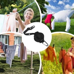 Uittrekbare Waslijn - Camping Waslijn Touw - Kleding Drogen Buiten - 34 Antislip Gaten - 3.6 Meter - Zwart — thumbnail 4