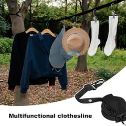 Uittrekbare Waslijn - Camping Waslijn Touw - Kleding Drogen Buiten - 34 Antislip Gaten - 3.6 Meter - Zwart — thumbnail 2