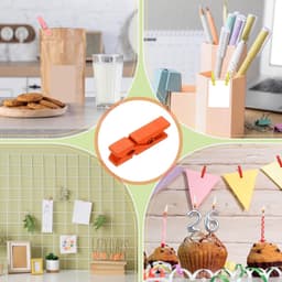 Houten Wasknijpers - Kleine Klemmen - Foto's Ophangen - Natuurlijk Hout - 3.5 cm - Oranje — thumbnail 2