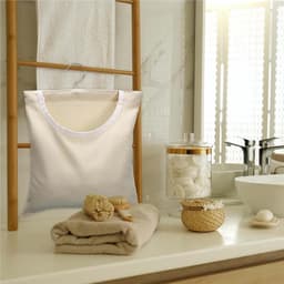 Wasknijper Opbergzak - Knijperhouder Tas - Wasgoed Organiseren - Met Haak - 32x27cm - Beige — thumbnail 2