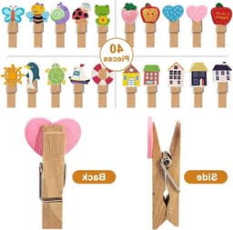 Schattige houten mini knijpers voor kinderen - 40 stuks voor foto-display, knutselen en decoratie — thumbnail 2