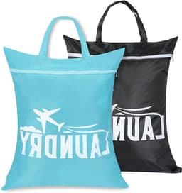 Reiswaszakken Set van 2, Ideaal voor Vuil Wasgoed, Zwemkleding en Sporttassen, Geschikt voor Thuis, Vakantie en Camping (Blauw + Zwart) — thumbnail 1