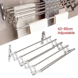 Cellista Wand Droogrek Uitschuifbaar 42-80cm - Inklapbaar Droogrek RVS - Wasrek Wand - Handdoekrek Badkamer - Droogrek Balkon - Badkamer Wasrek — thumbnail 3