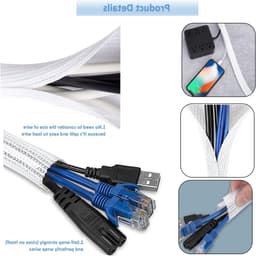 Kabelbeschermers voor 1/2 inch diameter: kabelmanagement hoes voor USB, audio en video kabels in huis, kantoor en entertainment — thumbnail 5