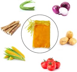 Fruitnetzakken - Mesh zakken - Boodschappen bewaren - Ventilerend ontwerp - 50 stuks - Geel — thumbnail 5