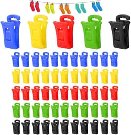 60 Pcs Sokclips met Haken - Sokclips voor Wasmachine en Droger - Sokhouder voor Wasmachine - Kleurmix — thumbnail 1