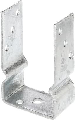 1x U-vormige paalsteun, vrije breedte 91 mm, totale lengte 150 mm, thermisch verzinkt staal, paalsteun voor vastschroeven of betonneren, U-profiel staal, grondanker, balkdrager — thumbnail 1
