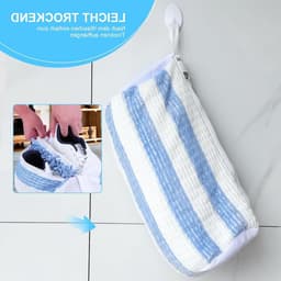 Waszak voor Schoenen met Dubbele Rits en Vakken - Ideaal voor Sneakers en Schoenonderhoud, Bescherming en Reiniging (Blauw + Wit) — thumbnail 5