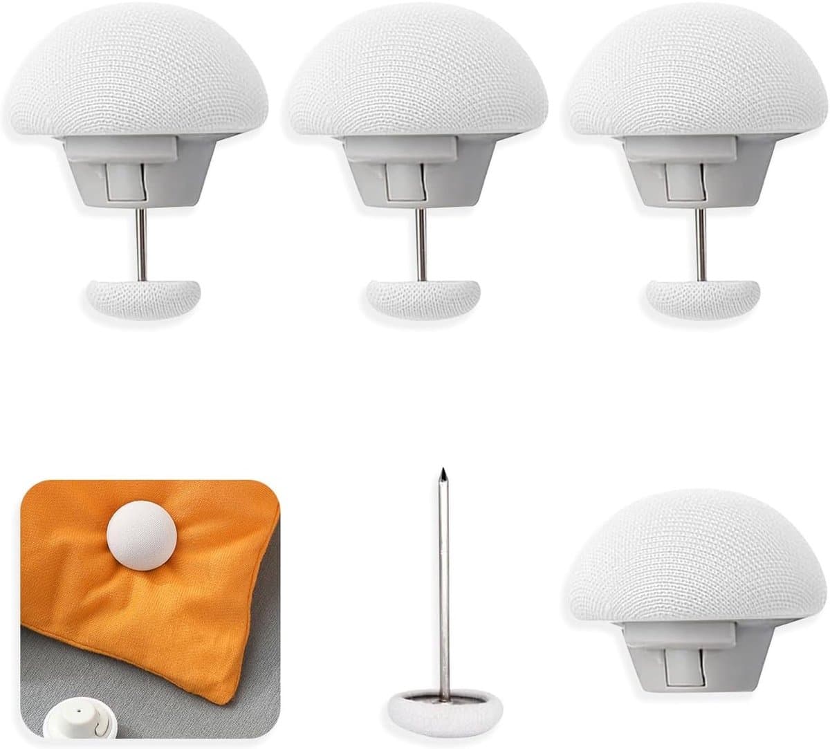SnelShoppen - Duvet Cover Clips - Mushrooms Rond - Non-slip Bed Clips - Quilt Fixing Clips - 4 Stuks Wit - Voor Duvet Bevestiging en Decoratie — afbeelding 1