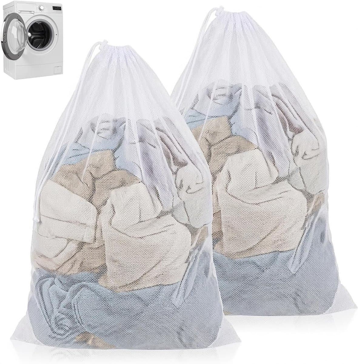 Grote Wasnetten van 70x90 cm voor Wasmachine, Ideaal voor Beddengoed, Knuffels en Opberging, Met Trekkoord en Fijn Gaasdesign — afbeelding 1