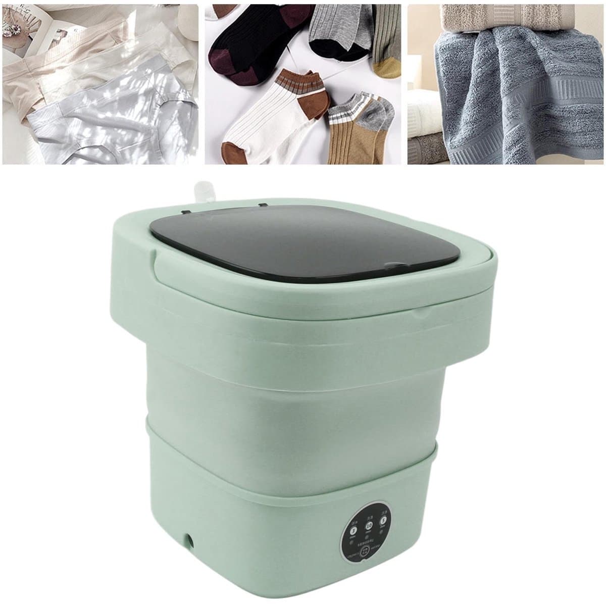 OmGoods - Dailygoody - Kleine Opvouwbare Wasmachine - Draagbare Dehydrator - 6L Mini Emmer Wasmachine - Multifunctioneel - Voor Ondergoed en Sok - Compact en Ha... — afbeelding 1